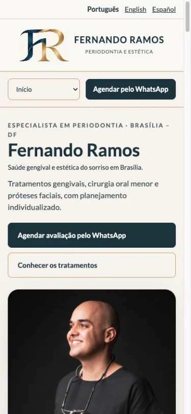 Abertura do site de Fernando Ramos no celular